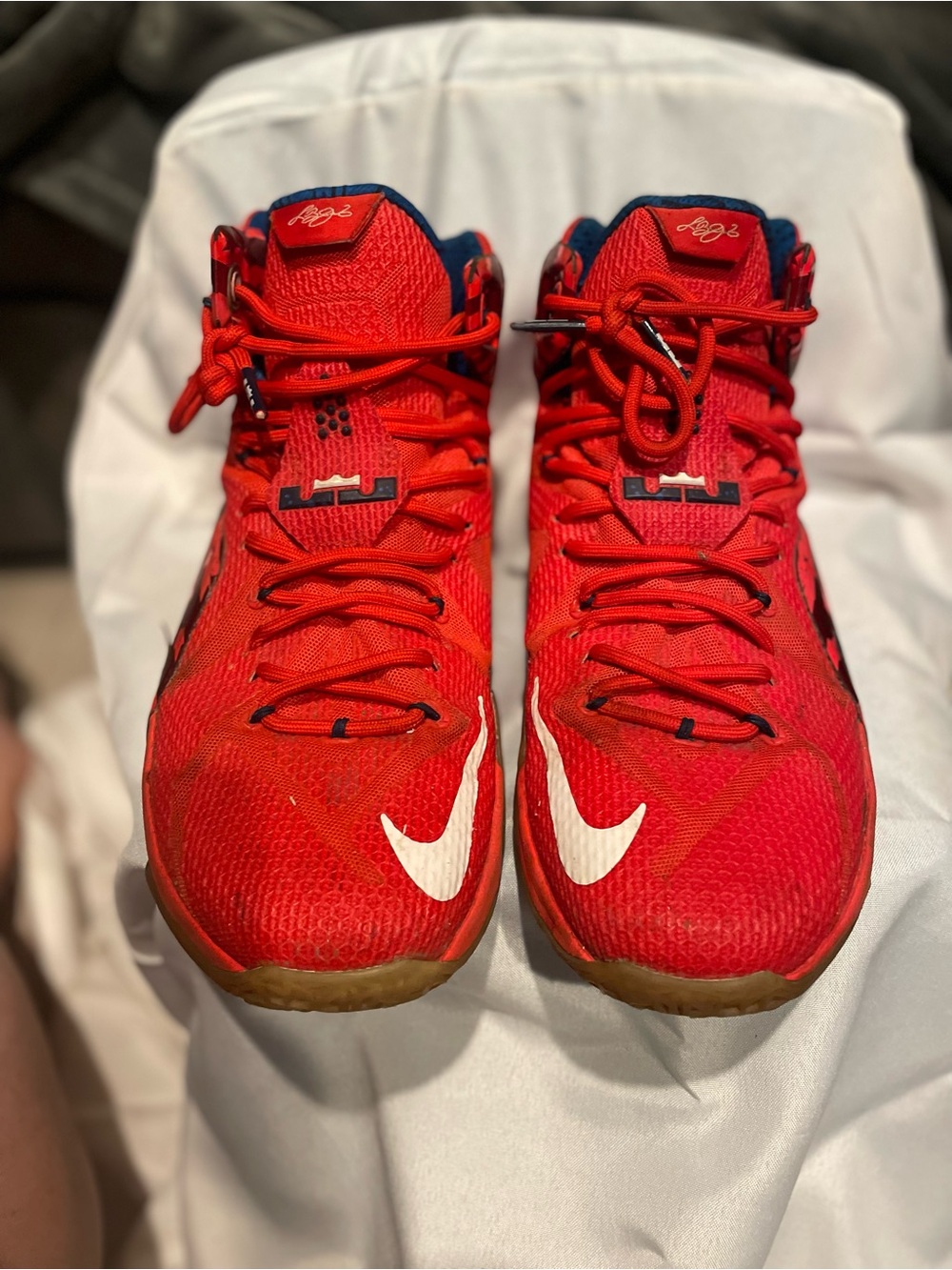 Nike Red Athletic Basketball Shoes with White Swoosh